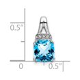 thumbnail image 3 of Auriga 14k White Gold Cushion Blue Topaz and Diamond Pendant for Women (L-15.3mm, W-7.4mm), 3 of 6