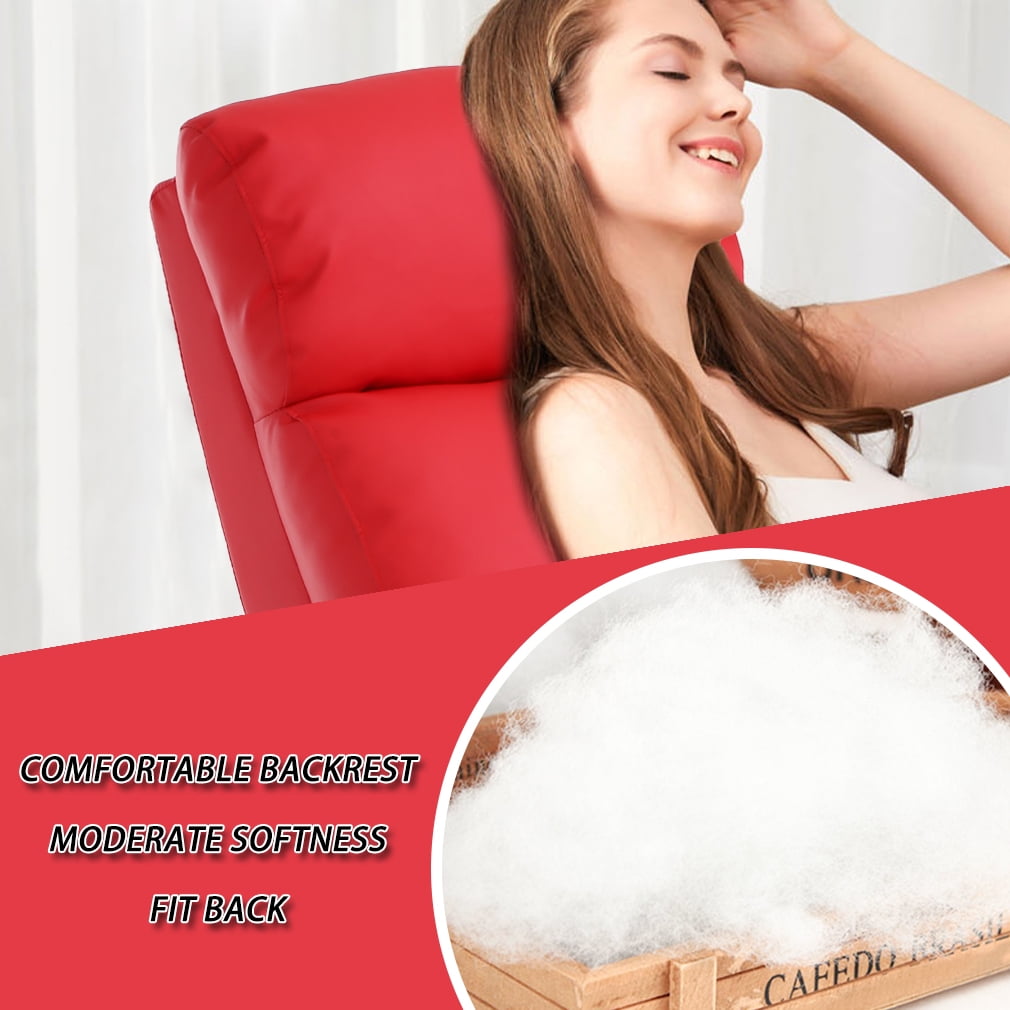 FDW Recliner Chair Breathable Padded PU Leather Massage Single Sofa Recliners,Red