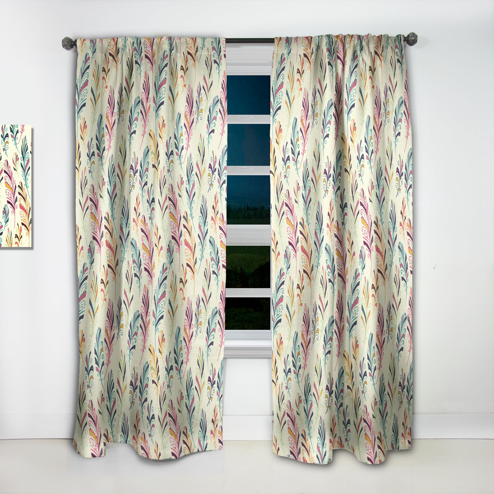 Designart 'Bird Feathers XXVI' Southwestern Curtain Panel