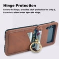 thumbnail image 4 of for Samsung Galaxy Z Flip 3 Case with Card Holder & Ring, Premium PU Leather Back Cover Hard PC Bumper All-Round Protection Protective Phone Case for Z Flip 3 2021 - Dark Brown, 4 of 12