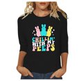 thumbnail image 1 of TSADFHJI Chemise à Manches Longues pour Femmes 3 Pack Col Roulé Court T-Shirt Décontracté Élégant Col Rond Manches Pointues Imprimé de Pâques m Noir, 1 of 4