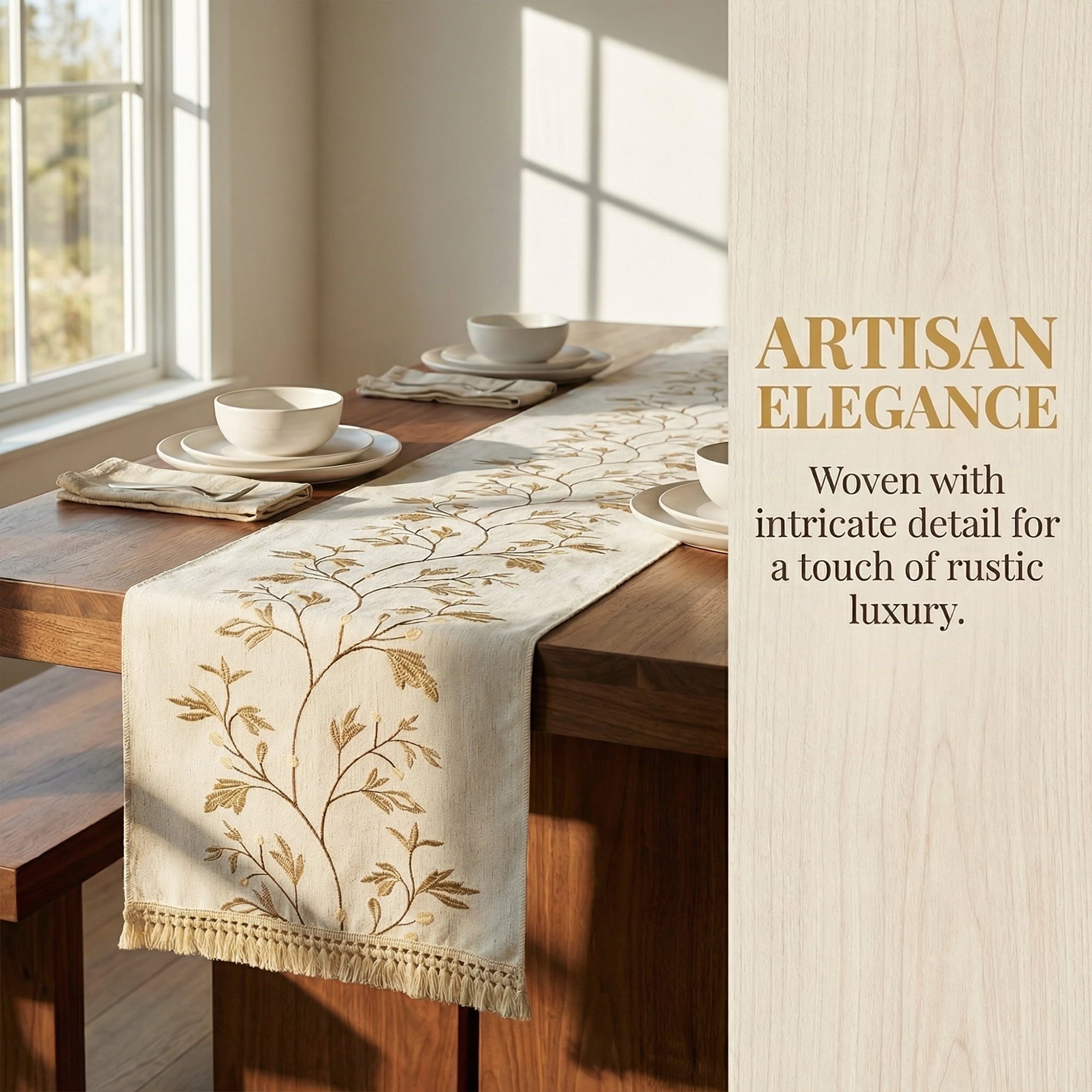 Unique Bargains Long Washable Floral Table Runner for Dining Decor Coffee 15.4"x63"