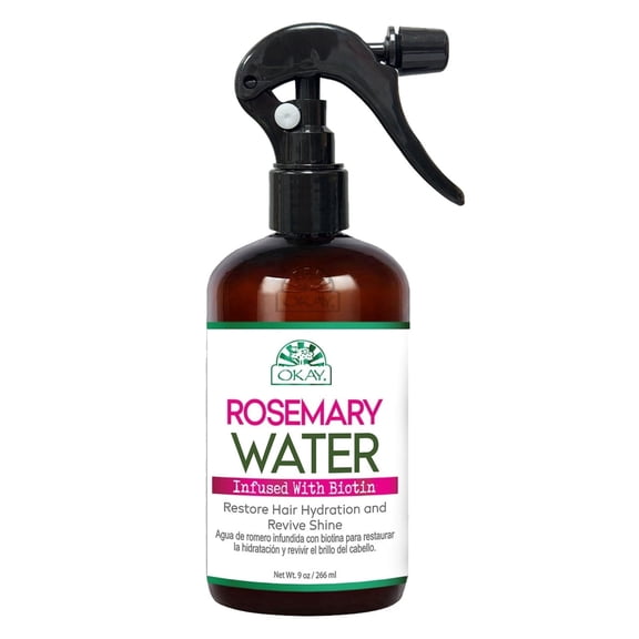 OKAY Rosemary Water with Biotin 9 oz – Lightweight Hair & Scalp Hydration Spray for Strength, Shine & Frizz Control