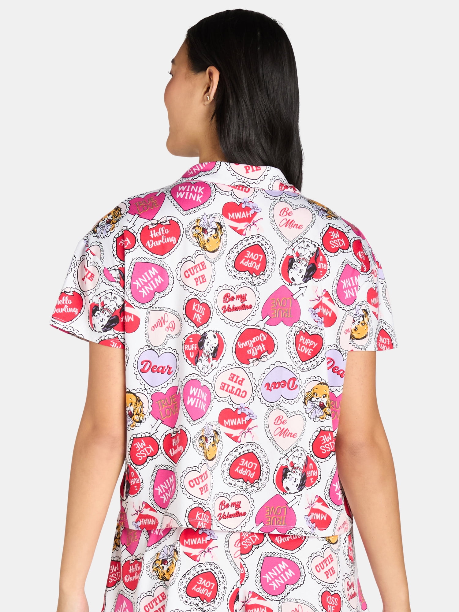 Women’s Valentine’s Day Print Shorty Notch Collar Pajama Set from Way to Celebrate, 2-Piece, Sizes XS-3X