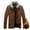 Yellow Fleece Lined Leather Jacket for Men, variant on HOOMEUMY Mens Fleece Lined Leather Jacket 2025 Trendy Classic Solid Coat Turndown Collar Jacket Padded Design Casual Workout Long Sleeve Clothes Fashion Brown L