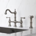 thumbnail image 6 of Cfowner Brass Bridge Kitchen Faucet, Kitchen Sink Faucet with Pull-Out Side Spray, Brushed Nickel, 6 of 6