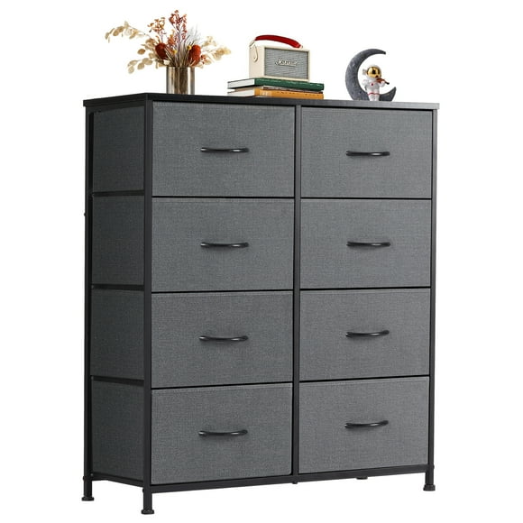 EDX 8 Drawers Dresser for Bedroom, Fabric Storage Organizer Tower Cabinet, Gray