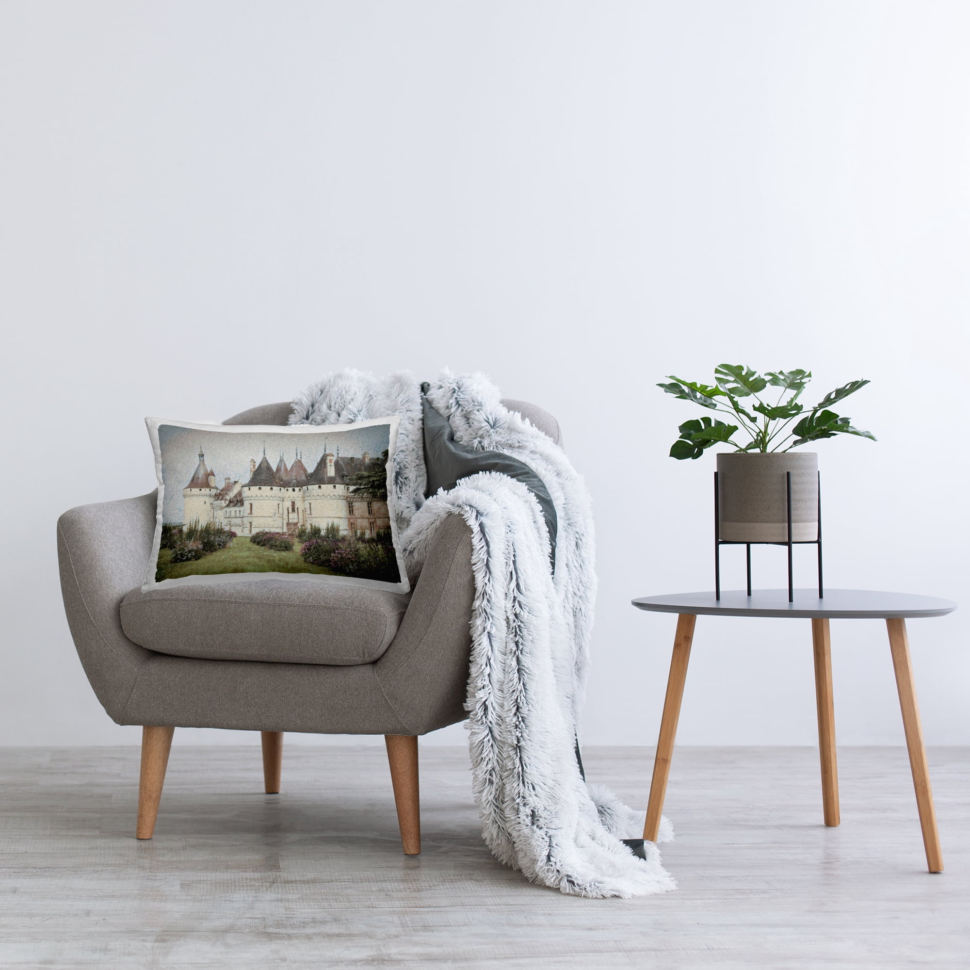 Stupell Industries French Castle Landmark Decorative Printed Throw Pillow Design by Graffitee Studios.