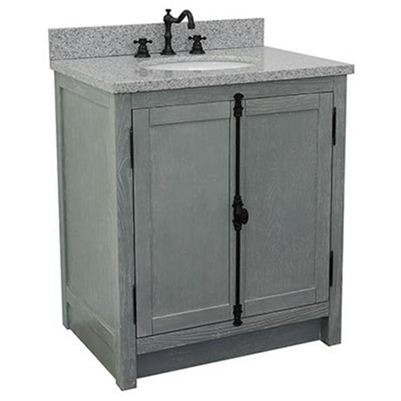 31 x 22 x 36 in. Single Vanity, Gray Ash Top with Gray Granite & Oval Sink