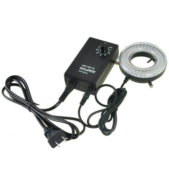 AmScope LED-64-A Microscope Ring Light , Stereo Microscope LED Ring Light with Dimmer, 9W 90V-260V 64-LED