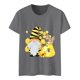 thumbnail image 2 of Gibobby Camisetas de verano para mujer Camiseta cuello redondo manga corta algodón tipo versión clásica para mujer Festival abejas estampado divertido(Gris,XL), 2 of 5