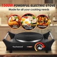 thumbnail image 2 of Placa caliente, estufa eléctrica Techwood para cocinar, quemador individual de encimera de 1500 W con temperatura ajustable y asas dobles, estufa de 7.5 pulgadas para RV/hogar/campamento, compatible c, 2 of 5