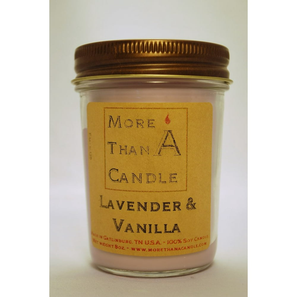 More Than A Candle LDV8J 8 oz Jelly Jar Soy Candle, Lavender Vanilla