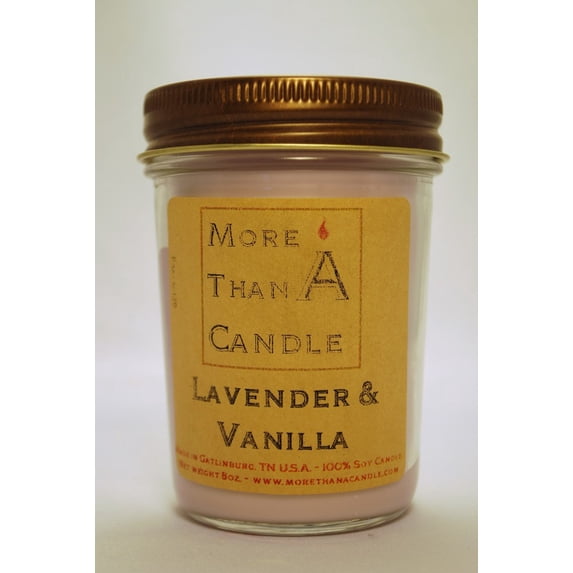 More Than A Candle LDV8J 8 oz Jelly Jar Soy Candle, Lavender Vanilla