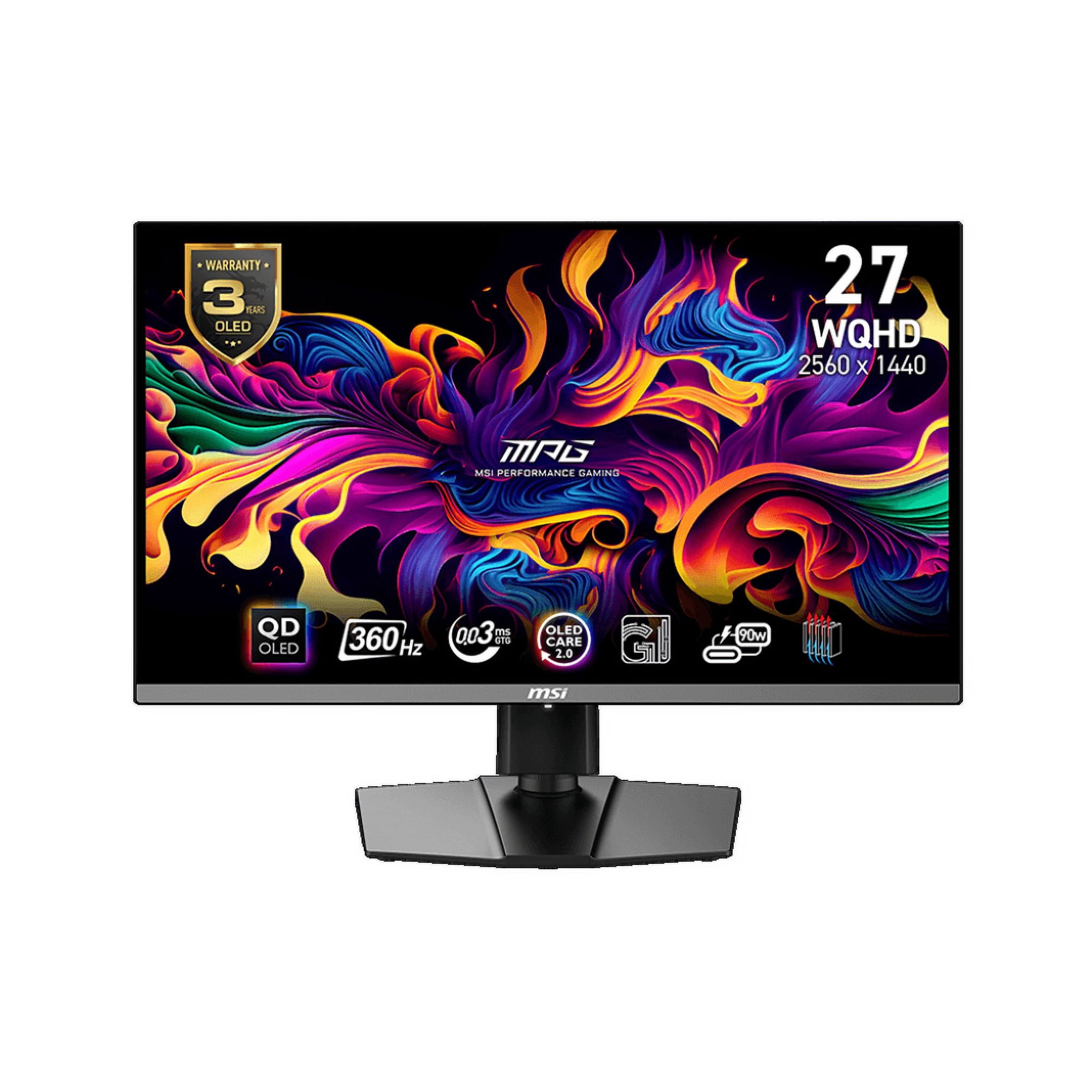 MSI MPG271QRX QD-OLED 27" Class WQHD Gaming OLED Monitor - 16:9 - Black - 26.5" Viewable - OLED - Quantum Dot OLED Backlight - 2560 x 1440 - 1.07 Billion Colors - Adaptive Sync - 250 Nit - 30 &micr...