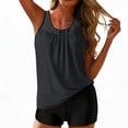 thumbnail image 2 of Womens Flowy Tankini Tops Modest Bathing Suit Loose Fit Two Piece Swimsuit Scoop Neck Swim Tops High Waisted Bottom, L, 2 of 7