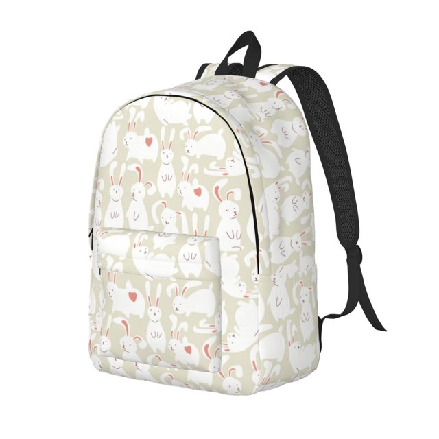 Disketp White Rabbit Mochila de Lona Estampada, Mochila Escolar de Viaje Ligera para Estudiantes y Portátil-Small