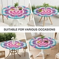 thumbnail image 7 of Pink Blue Tie Dye Mandala Round Fitted Tablecloth with Elastic Edge,Dining Table Cover Waterproof,Outdoor Round Tablecloth for Camping,Dining,Indoor and Outdoor, 7 of 7