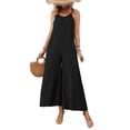 thumbnail image 2 of ClodeEU Women's Sleeveless Spaghetti Strap Wide Leg Jumpsuit,Casual Loose Romper with Pockets Black,Women's Plus S, 2 of 8