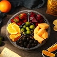 thumbnail image 5 of Scheam 10Pcs Round Plastic Veggie Tray with Lid Fruit Tray 6 Divided Compartment Container Food Serving Dip Platter Reusable Catering Trays for Veggie Fruit Snack Party and Buffet Trays（Clear）, 5 of 7