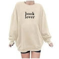 thumbnail image 4 of MAIHAN Valentines Sweatshirt for Women "Book Lover" Print Valentine Long Sleeve Casual Blouses Y2k Trendy Soft Clothes Crew Neck Pullover(Beige,L), 4 of 5