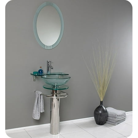 Fresca Fvn1019 Ovale 24 Modern Gl Bathroom Vanity With Frosted Edge Mirror Fresca Fvn1019 Ovale 24 Modern Gl Bathroom Vanity With Frosted Edge Mirror