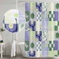 thumbnail image 5 of Spring Floral Checkered Shower Curtain, Waterproof Shower Curtains for Bathroom, Sage Green Purple Buffalo Plaid Washable Fabric Bathtub Curtain Set Bath Decor with 12 Hooks Stall 36"x72", 5 of 8