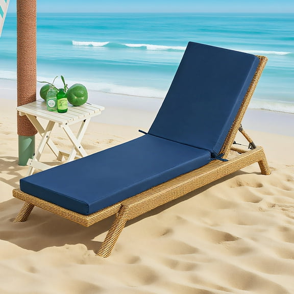LCGOD Outdoor Chaise Lounge Cushions, 72x21x3 inch Patio Recliner Chair Cushion with Ties, High-Density Foam Chair Cushion for Outdoor Furniture, Dark Blue
