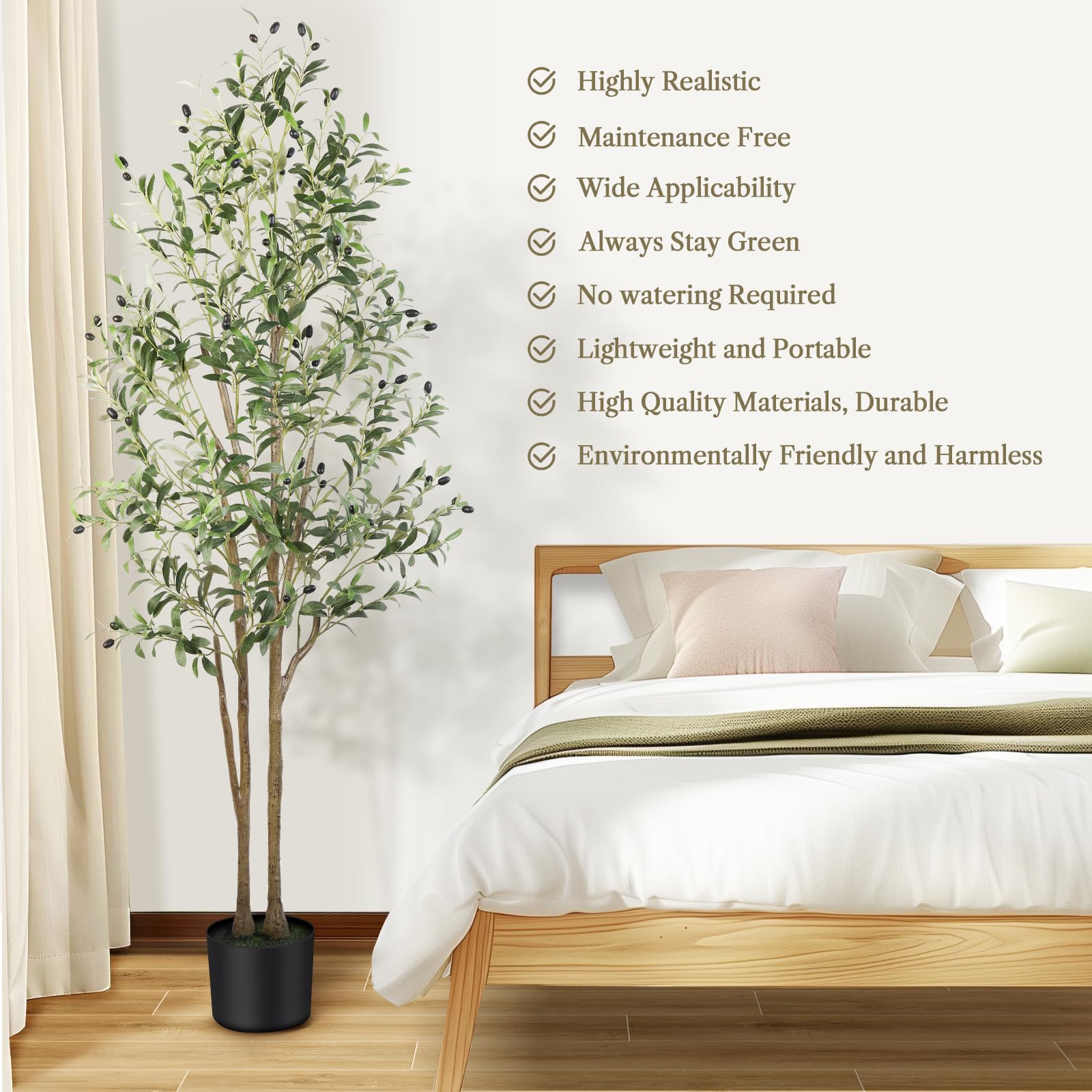 Lolsea 6-Foot Artificial Olive Tree with Natural Wood Trunk photo 5