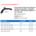 thumbnail image 2 of Front Left Driver Side Lower Control Arm and Ball Joint Assembly - Compatible with 2005 - 2009 Chevy Cobalt 2.2L / 2.4L 4-Cylinder 2006 2007 2008, 2 of 2