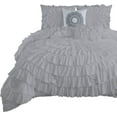 thumbnail image 2 of D.N.G. BEDDINGS 100% Egyptian Cotton 3 Piece Circle Ruffle Comforter Set with 1 Freebie Ruffle Pillow | 550 GSM Filled Microfiber - Twin/TwinXL Size, Silver Color - 800 Thread Count, 2 of 5