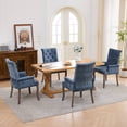 thumbnail image 5 of SESSLIFE Dining Chair with Arms, Upholstered Chenille Kitchen & Dining Room Chairs with High Back, Nailhead Trim and Wood Legs, Fabric Tuft Dining Chair for Home, Blue, 5 of 8