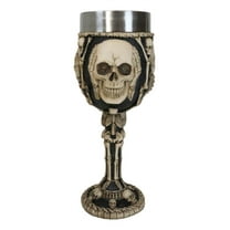 Wisdom Of The Ages See Hear Speak No Evil Skeleton Skulls Wine Goblet Chalice