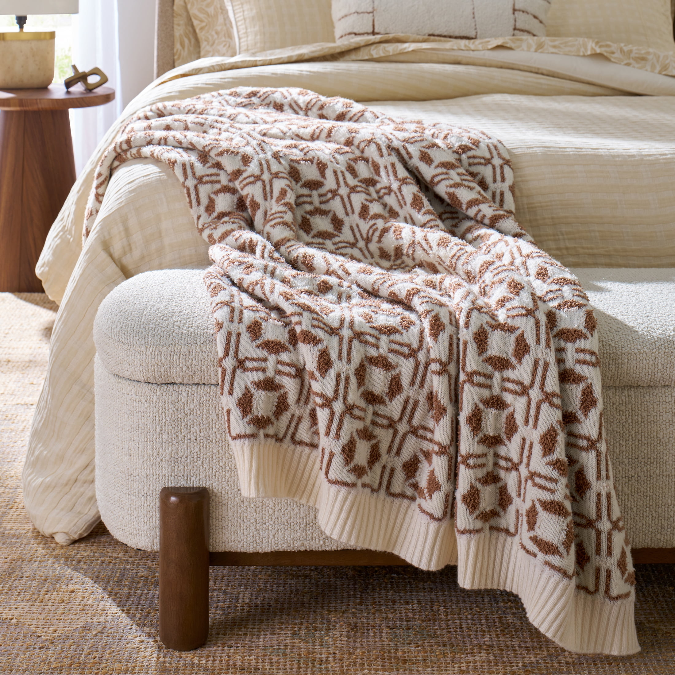 Better Homes & Gardens Hi-Lo Cozy Knit Oversized Couch Throw Blanket, Brown Tile, 50 x 72 in
