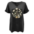 thumbnail image 3 of Hauts pour Femmes Manches Courtes Chemises Imprimées Décontractées Boutonnées Col Rond Blouses de Travail Chemises pour Femmes F m, 3 of 3