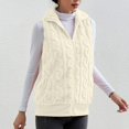 thumbnail image 7 of WTOBBY Women's Fashionable Plaid Comfortable Fleece Cardigan Vest Stand Collar Sleeveless Women's Jacket, Lightweight Layering Piece with Chic and Modern Design,Beige L, 7 of 7