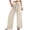 Beige, variant on Women's Flowy Linen Wide Leg Pants Tie Knot High Waisted with Pockets