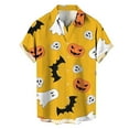 thumbnail image 2 of Halloween Shirts for Men Casual 2025 Bat Pumpkin Ghost Printed Short Sleeve Button Down Lapel Tops Fall Lightweight Daily Wear Mens Shirts Pink M, 2 of 3