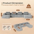 thumbnail image 6 of Pinmoco 149" U-Shaped Sectional Sofa Modern Modular Cloud Couch with Deep Seating Upholstered Sofa for Living Room Bedroom, No Assembly Required, Gray, 6 of 9