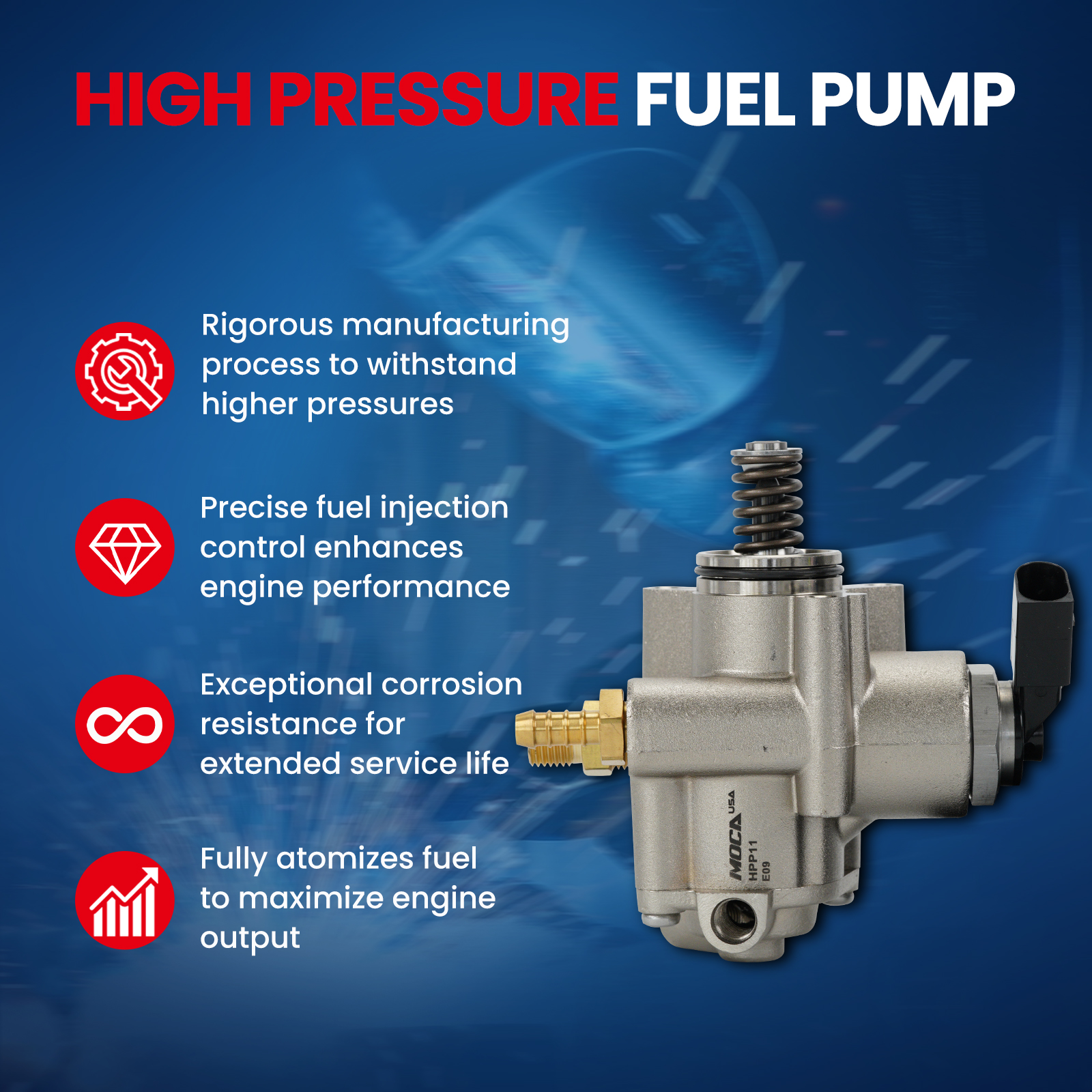 MOCA AUTOPARTS High Pressure Fuel Pump Fit for 2005-2009 Audi A4 2.0L & 2009-2015 Audi TTS Quattro 2.0L & 2006-2008 Volkswagen GTI Jetta Passat 2.0L