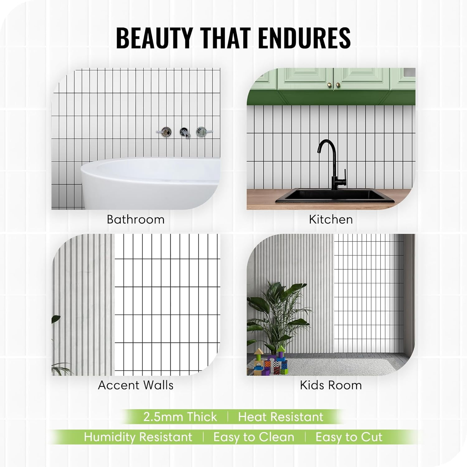Select  5 Pack Peel and Stick Backsplash Subway Tiles, Extra Thick 3D Wall Panels, Heat & Water Resistant,Easy DIY Kitchen,Bathroom, Laundry, Fireplace & Rental Home Wall Décor (12 x 12 in), White Bl