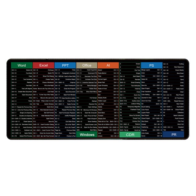 Hyasfey 40x90CM Large Computer Mousepad Portable Waterproof Office Power Point Excel Word Shortcut Keys Desk Mat Non-Slip Desktop Mouse Pad PC Accessories