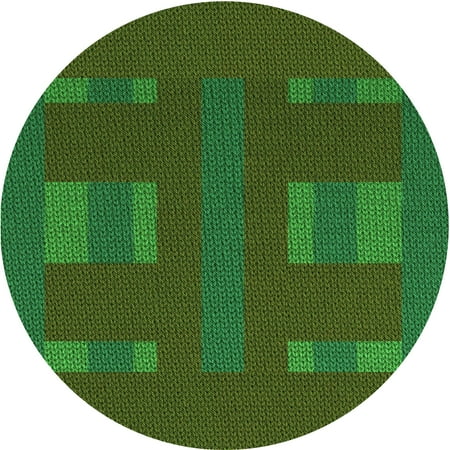 

Ahgly Company Indoor Round Patterned Dark Lime Green Area Rugs 3 Round