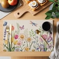 thumbnail image 2 of Placemats Set of 8, Wildflowers Woven Placemat, Linen Place Mats for Kitchen/Dining Tables, Spring Vintage Tulip Butterfly Floral Leaf Washable Table Mats for Party, 2 of 8