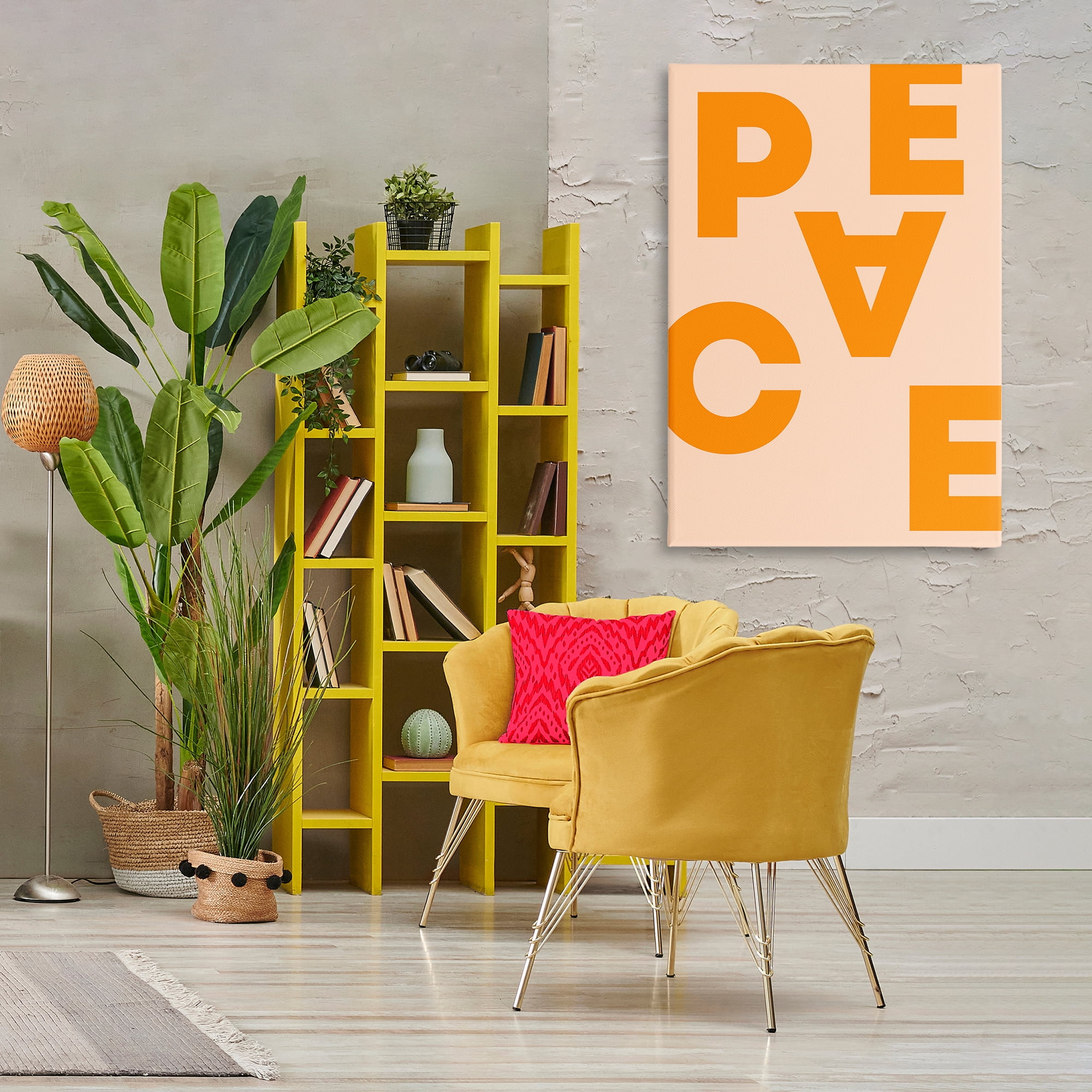 Stupell Industries Peace Orange Typography Typography Painting Gallery Wrapped Canvas Art Print Wall Art, 30 x 45