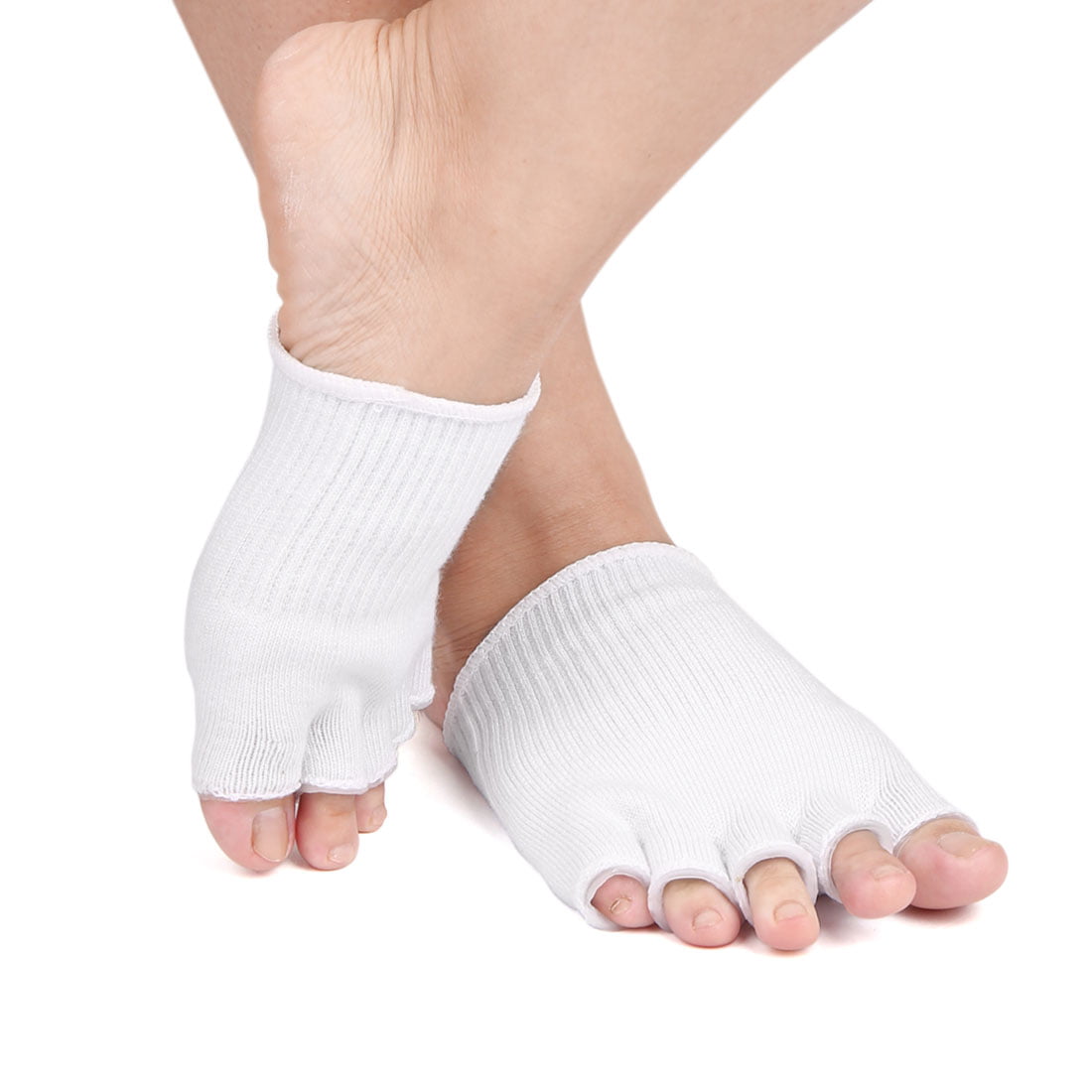 White Open Toe Moisturizing Dry Skin Comfy Spa Treatment Gel Socks 1 Pair