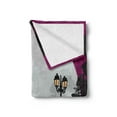thumbnail image 2 of Romantic Soft Flannel Fleece Blanket, Horse Carriage Couple Hugging in Front of the Eiffel Tower and Full Moon, Cozy Plush for Indoor and Outdoor Use, 70" x 90", Fuchsia Grey Black, by Ambesonne, 2 of 5