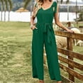 thumbnail image 2 of ShomPort Women's Chiffon Elegant Jumpsuit with Pockets Summer Shoulder Strap Tie Adjustable Waist & Belt Rompers, 2 of 6