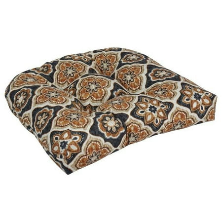 Blazing Needles 19 in. U-Shaped Spun Polyester Outdoor Tufted Dining Chair Cushion Adonis Caramel