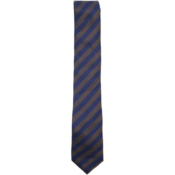 Altea Milano Cravate à Rayures Horizontales en Soie Bleu et Bronze pour Homme - Taille Unique